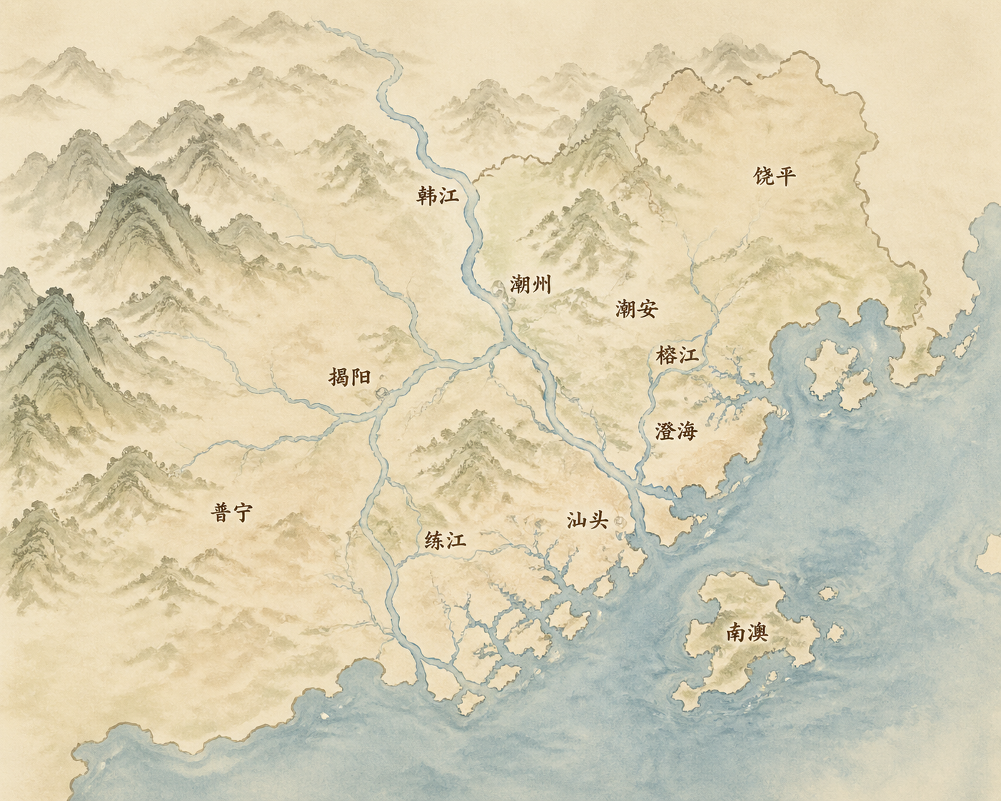 潮汕人文地图底图